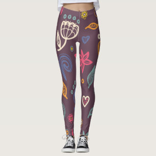 Chic Botanical Pattern Modern Leggings