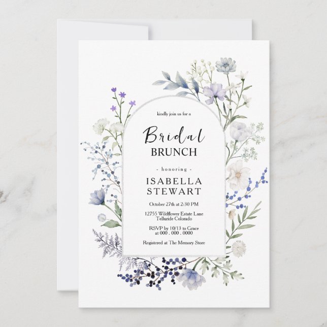 Chic Botanical Watercolor Wildflower Bridal Brunch Invitation (Front)
