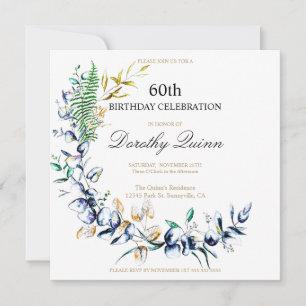 Chic Botanical Wreath Customisable Birthday Invitation