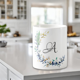 Chic Botanical Wreath Monogram Coffee Mug