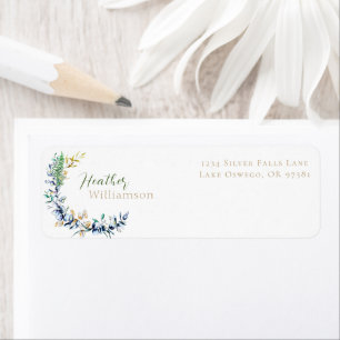 Chic Botanical Wreath Return Address Label