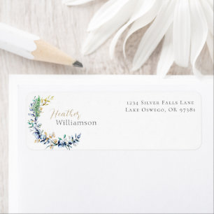 Chic Botanical Wreath Return Address Label