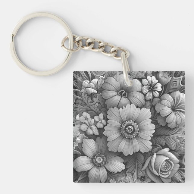Chic Bouquet of Flowers Key Ring (Front)