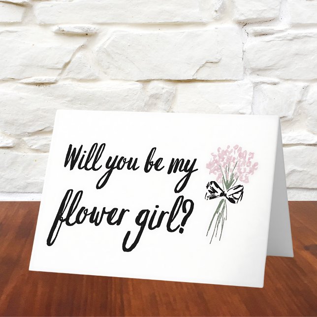 Chic Bouquet Will You Be My Flower Girl Proposal Card (Propose to your flower girl with this timeless floral card. A perfect touch of elegance.)