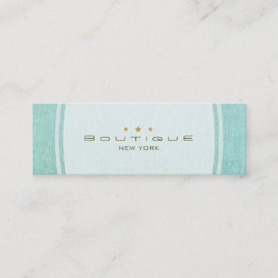 Chic Boutique Simple Turquoise Blue Linen Look Mini Business Card