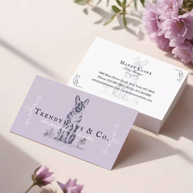 Chic Boutique Style Pet Salon German Shepherd Dog Business Card (Chic Boutique Style Pet Salon German Shepherd Dog Business Card)