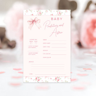 Chic Bow Floral Baby Shower Predictions and Advice