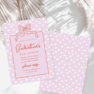 Chic Bow Polka Dot Galentine's Day Lunch Invitation