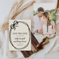 Chic Bow Tied Ribbon Wedding Photo