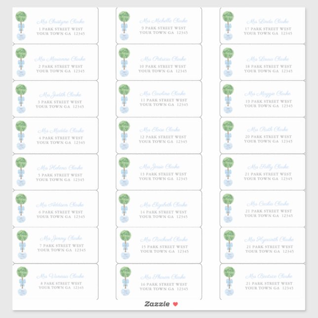 Chic Boxwood Boy Baby Shower Guest Address Labels (Sheet)