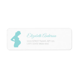 Chic Boy Baby Shower Pregnant Woman Baby Bump Return Address Label