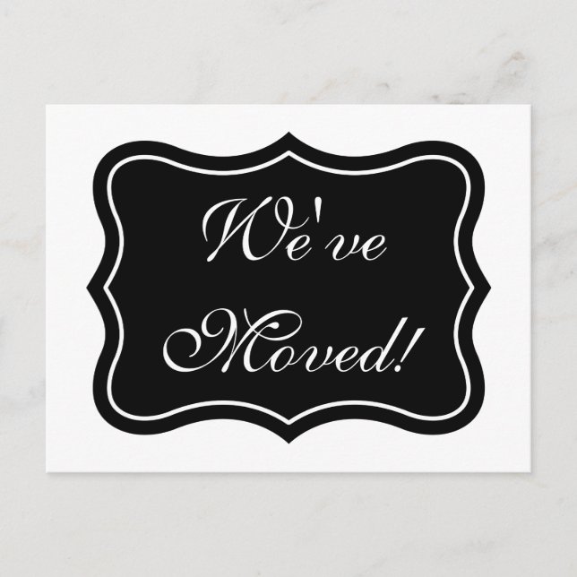 Chic bracket shape moving postcards | We've moved! (Front)