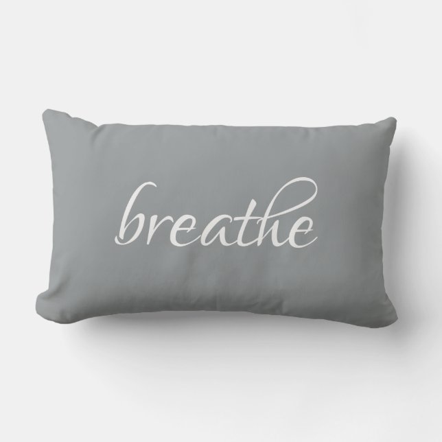 Chic Breathe Grey Lumbar Pillow (Front)