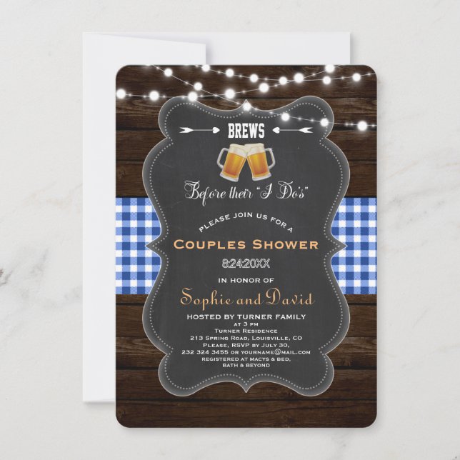Chic BREWS Before Their "I Do's" Engagement Invitation (Front)