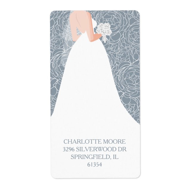 Chic Bridal Shower Dusty Blue Return Address (Front)