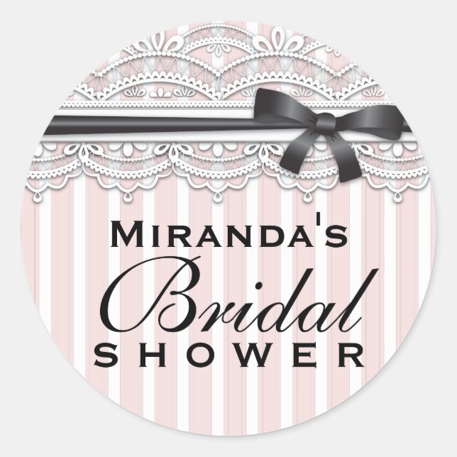 Chic Bridal Shower Lovely Lace Sticker (Front)