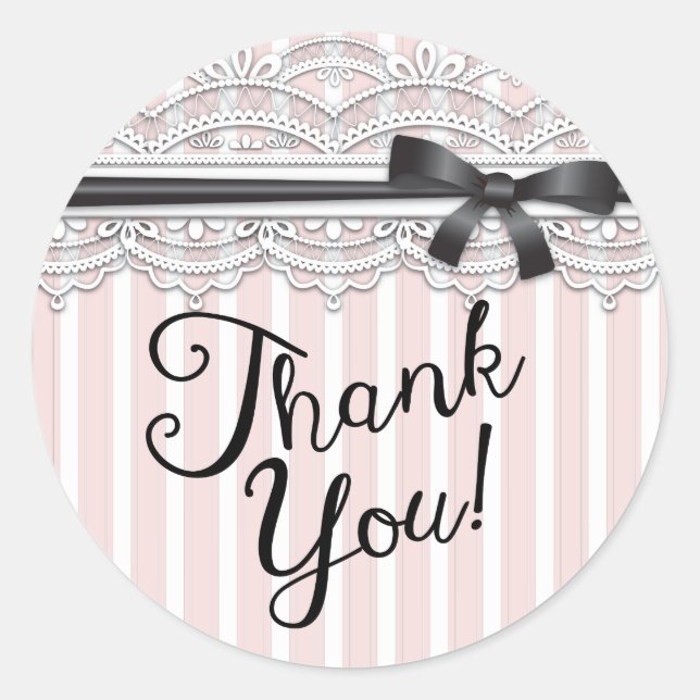 Chic Bridal Shower Lovely Lace Thank You Sticker (Front)