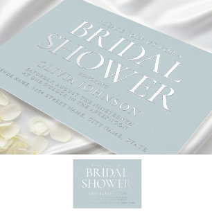 Chic Bridal Shower Photo Typography Grey Silver
