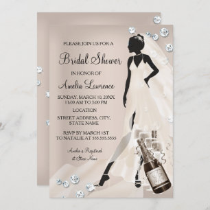 Chic Bride beige Sparkle Diamond Bridal Shower Invitation