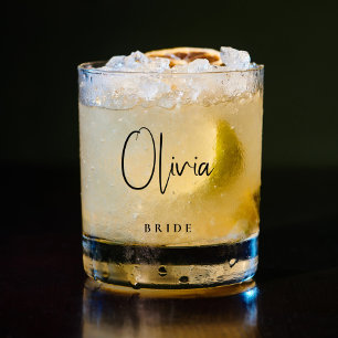 Chic Bride Bridal Bachelorette Party Whiskey Glass