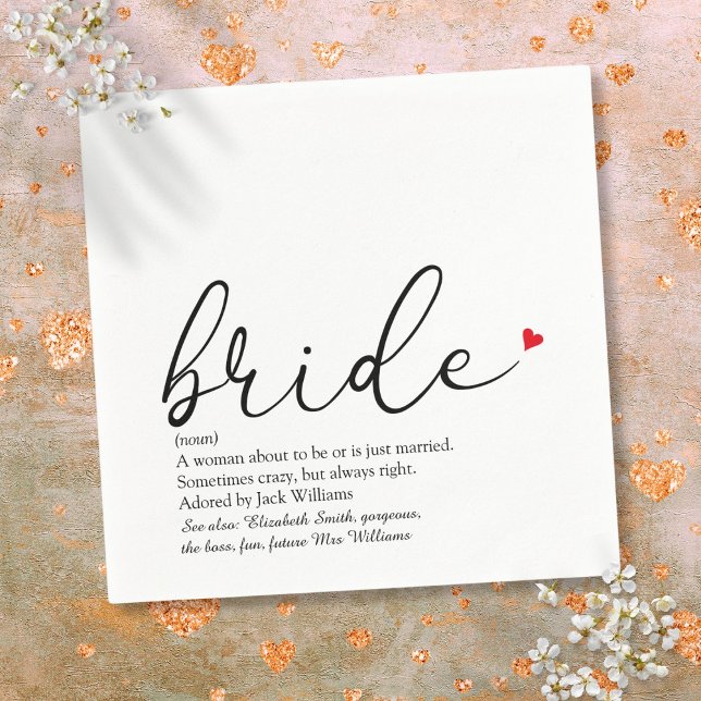 Chic Bride Definition, Bridal Shower Script Fun Napkin (Chic Bride Definition Bridal Shower Script Fun Napkins)