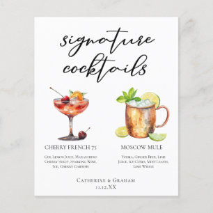 Chic Bride Groom Signature Cocktails Wedding Menu