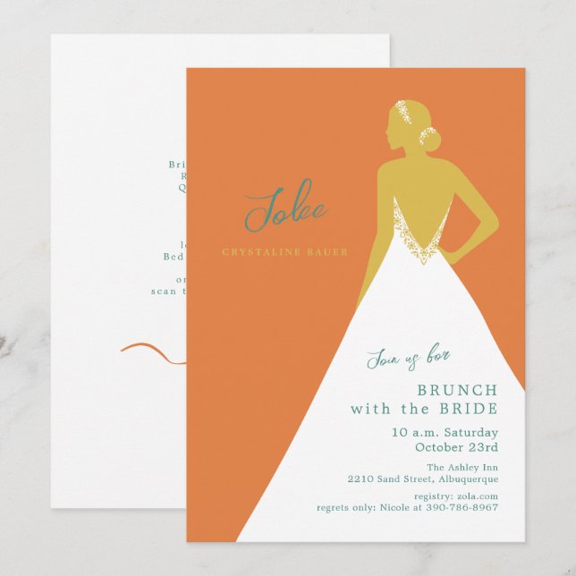 Chic Bride Silhouette Citrus Bridal Brunch Invitation (Front/Back)