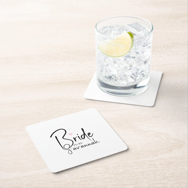 Chic Bride To Be | Personalised Name Square Paper Coaster (Insitu)