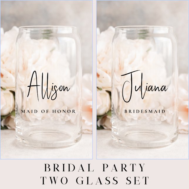 Chic Bridesmaid Maid Of Honour Wedding Can Glass (Creator Uploaded)