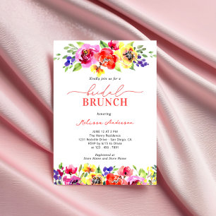 Chic Bright Colourful Floral Bridal Brunch Invitation