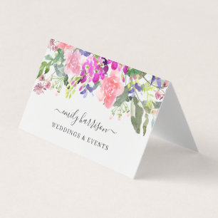 Chic Bright Floral Blush Folded Business Card