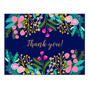 Chic Bright Floral Thank You Postcard