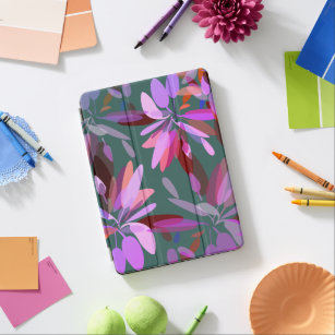 Chic Bright Pink, Purple and Dark Teal Floral iPad Air Cover