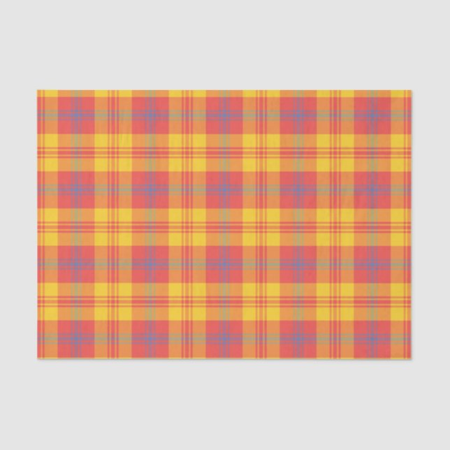 Chic Bright Red Yellow and Blue Plaid Tissue Paper (Front)