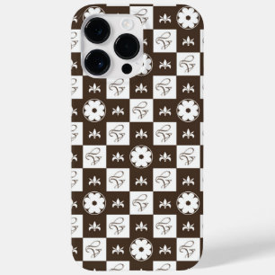 Chic Brown and White Chequered Pattern Case-Mate iPhone 14 Pro Max Case