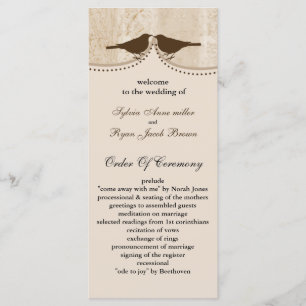 Chic brown bird cage, love birds wedding programs