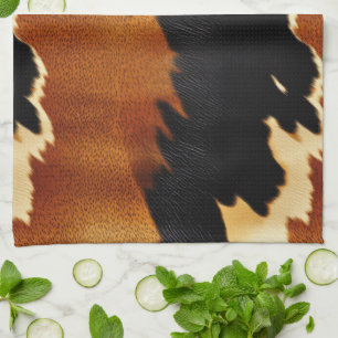 Chic Brown Black Cream Western Cowhide Tea Towel