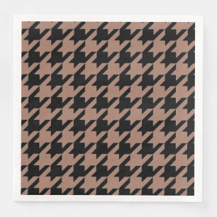 Chic brown black houndstooth pattern napkin