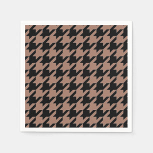 Chic brown black houndstooth pattern napkin