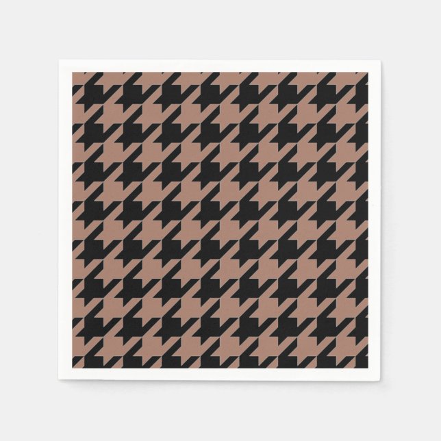 Chic brown black houndstooth pattern napkin (Front)