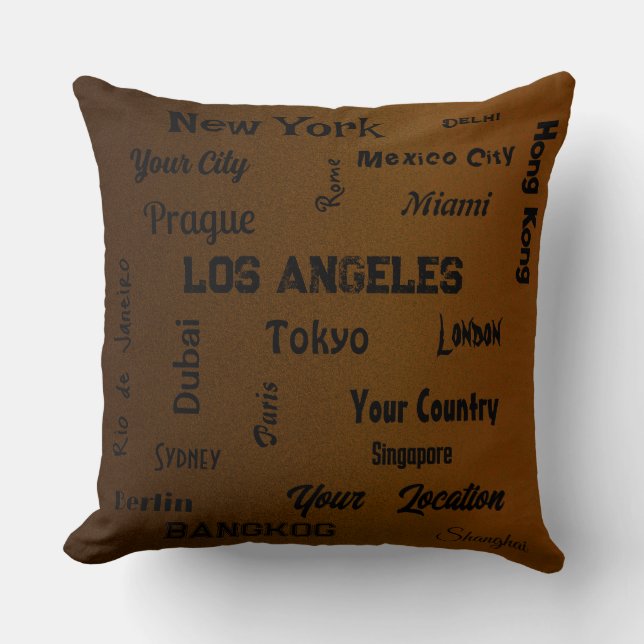 chic brown bronze mega cities of the world  cushion (Front)
