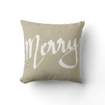 Chic Brown Burlap Merry Typography Christmas