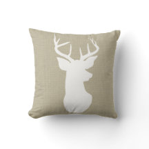 Chic Brown Burlap Rustic Antler Deer Country
