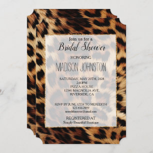 Chic Brown Cream Leopard Bridal Shower Invitation