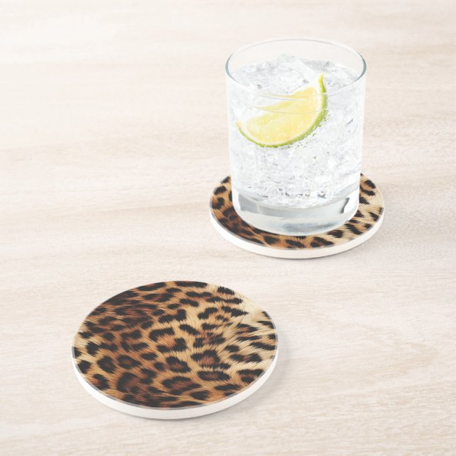 Chic Brown Cream Leopard Coaster (Side)
