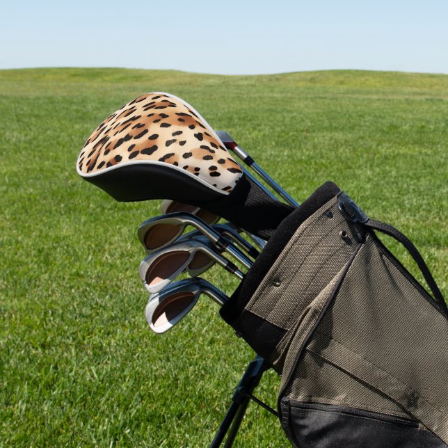 Chic Brown Cream Leopard Print Golf Head Cover (In Situ)