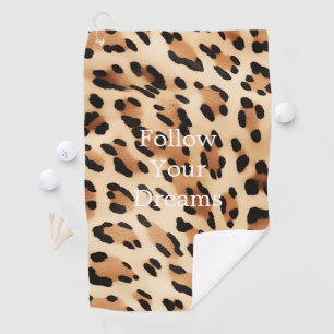 Chic Brown Cream Leopard Print Golf Towel