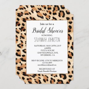 Chic Brown Cream Leopard Print Invitation