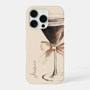 Chic Brown Girly Script Watercolor Espresso Coffee iPhone 16 Pro Case