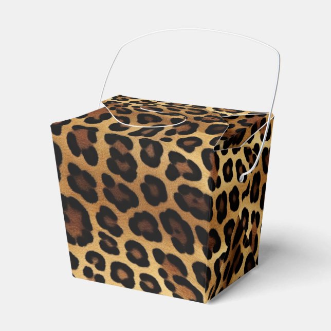 Chic Brown Gold Leopard Wedding Favour Box (Front Side)